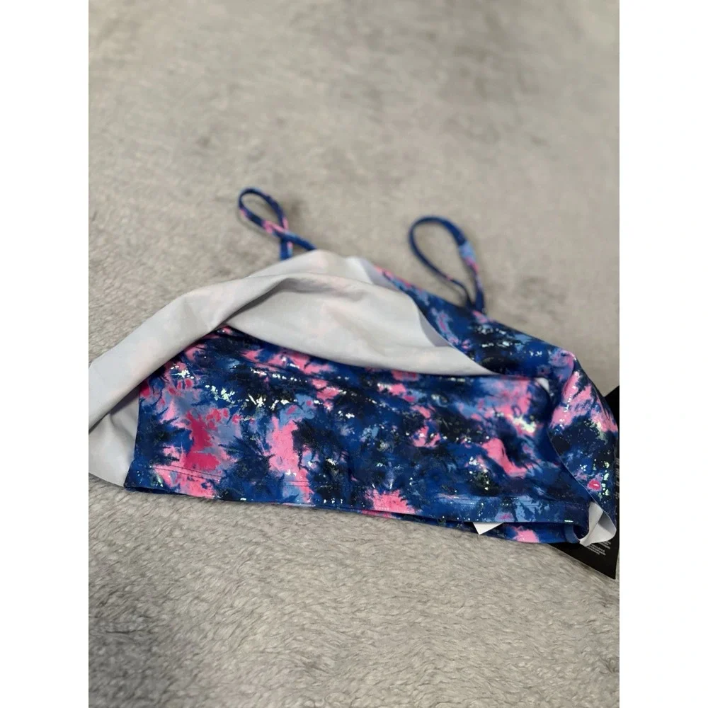 New Under‎ Armour Girls 12 Photon Blue Pink Swim Suit Top Only UPF 50 - Picture 5 of 9